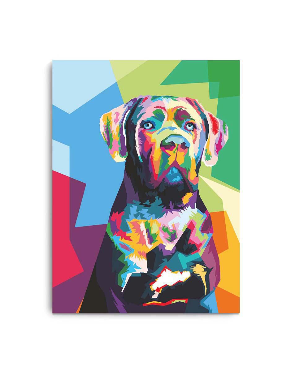 Cuadro decorativo Art pop perro multicolor con barniz a registro Cuadro decorativo Art pop perro multicolor con barniz a registro