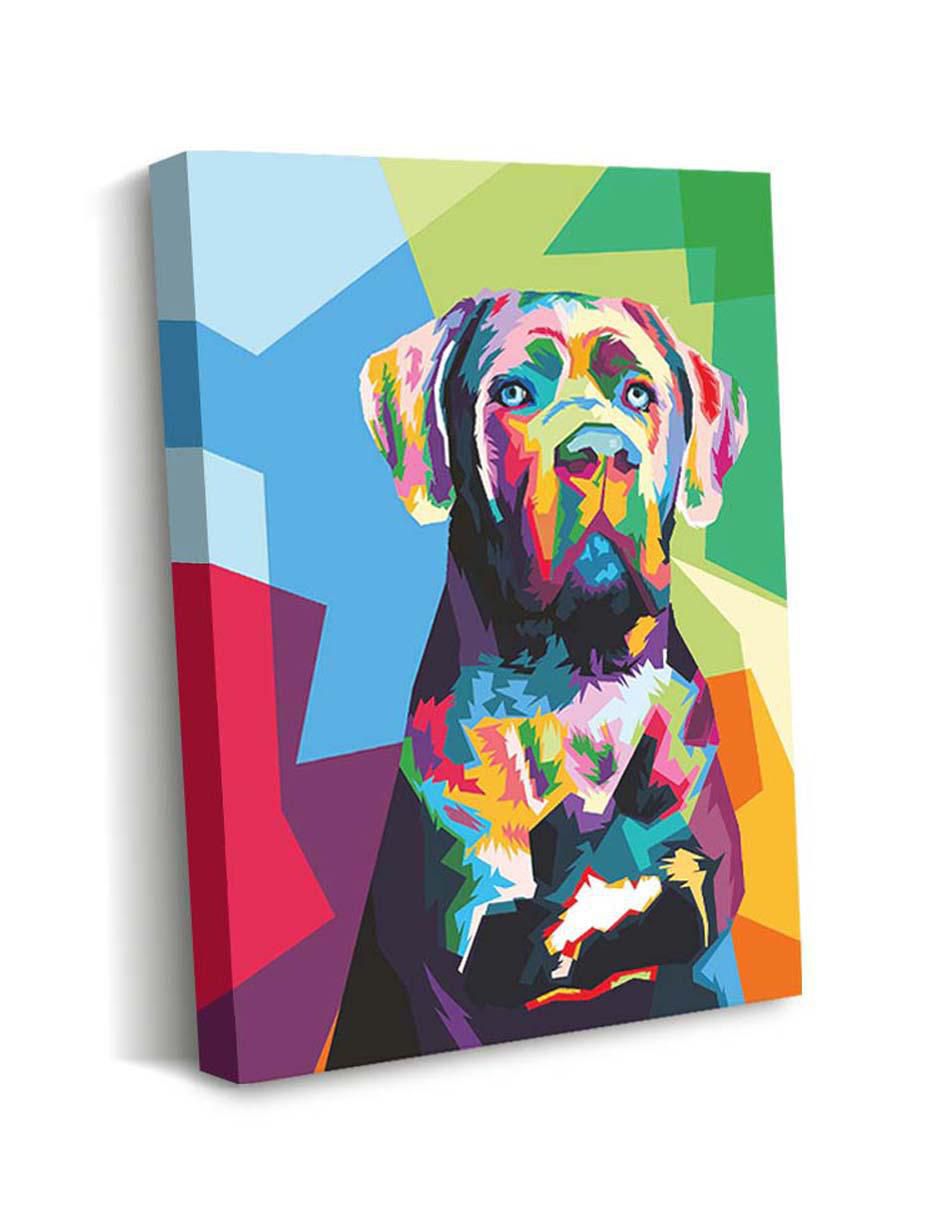 Cuadro decorativo Art pop perro multicolor con barniz a registro 2