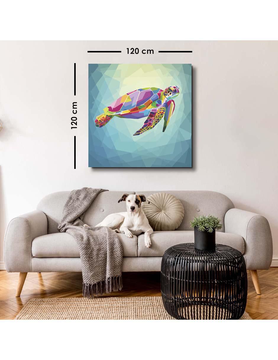 Cuadro decorativo Art pop tortuga con barniz a registro