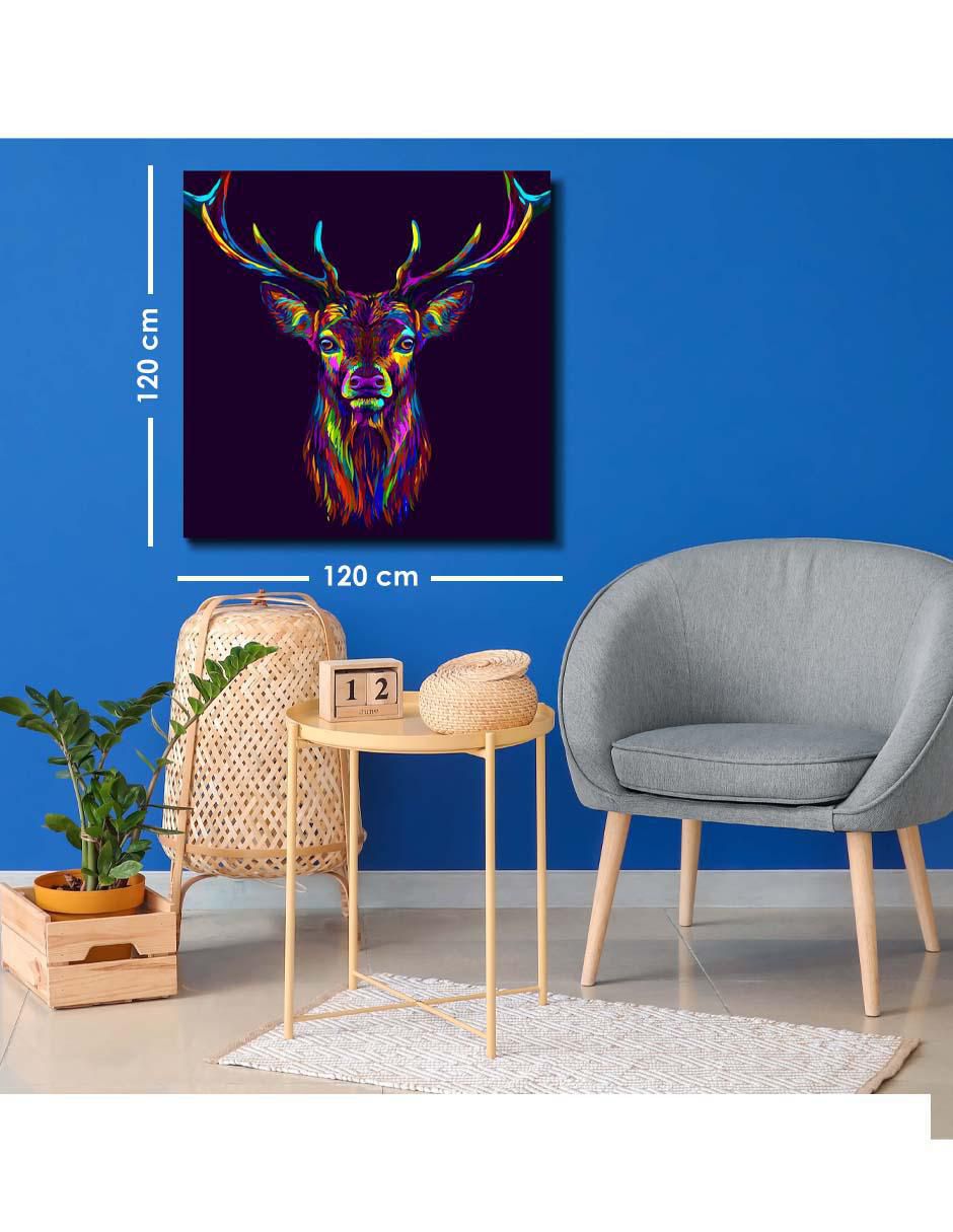 Cuadro decorativo Art pop venado con barniz a registro