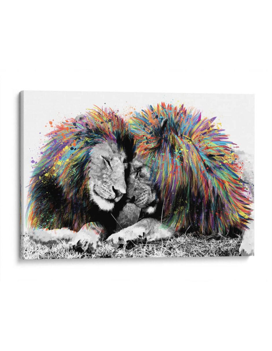 Cuadro decorativo leones coloridos por hue art