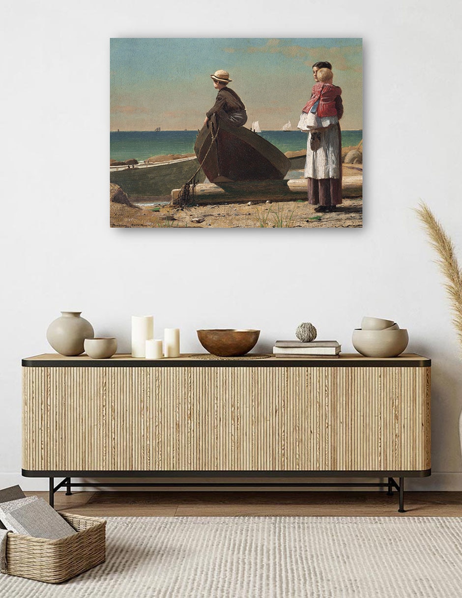 Cuadro decorativo ¡Viene papá! (1873) técnica mixta Playas 5