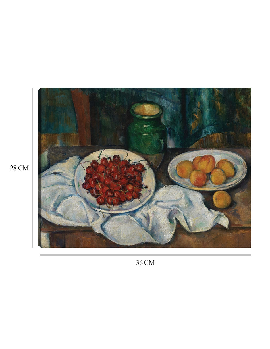 Cuadro decorativo Naturaleza muerta con cerezas y melocotones (1885-1887) técnica mixta 2
