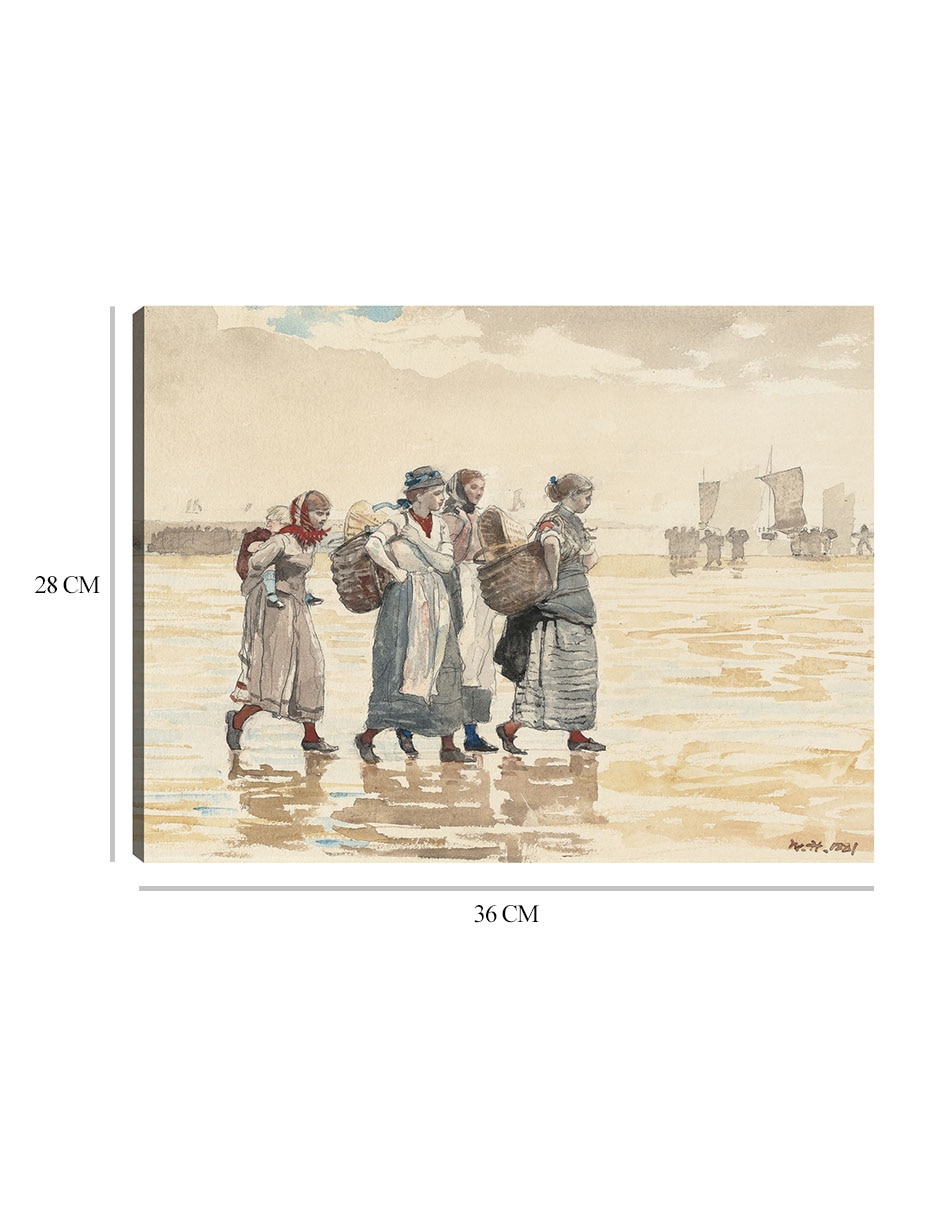 Cuadro decorativo Cuatro pescaderas en la playa (1881) técnica mixta Playas 3
