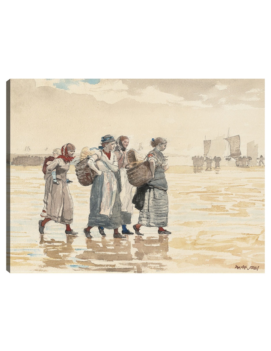 Cuadro decorativo Cuatro pescaderas en la playa (1881) técnica mixta Playas