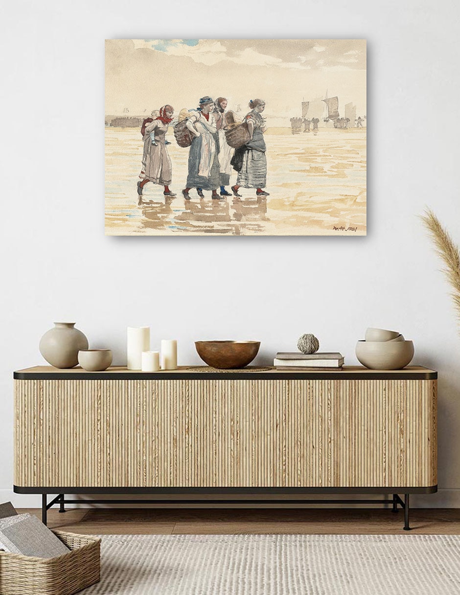 Cuadro decorativo Cuatro pescaderas en la playa (1881) técnica mixta Playas 6