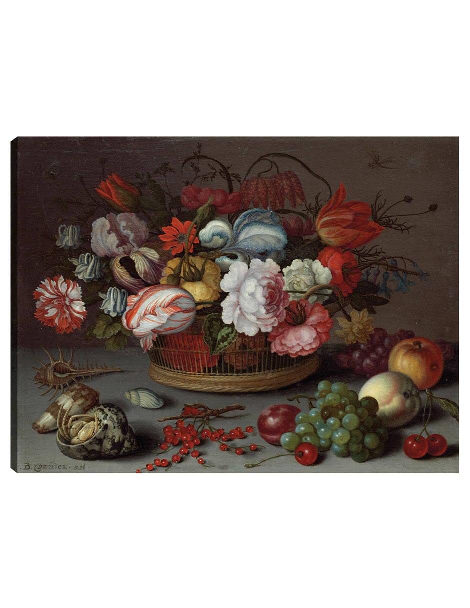 Cuadro decorativo Cesta de flores técnica mixta