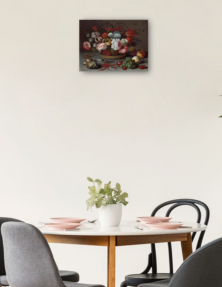 Cuadro decorativo Cesta de flores técnica mixta 3