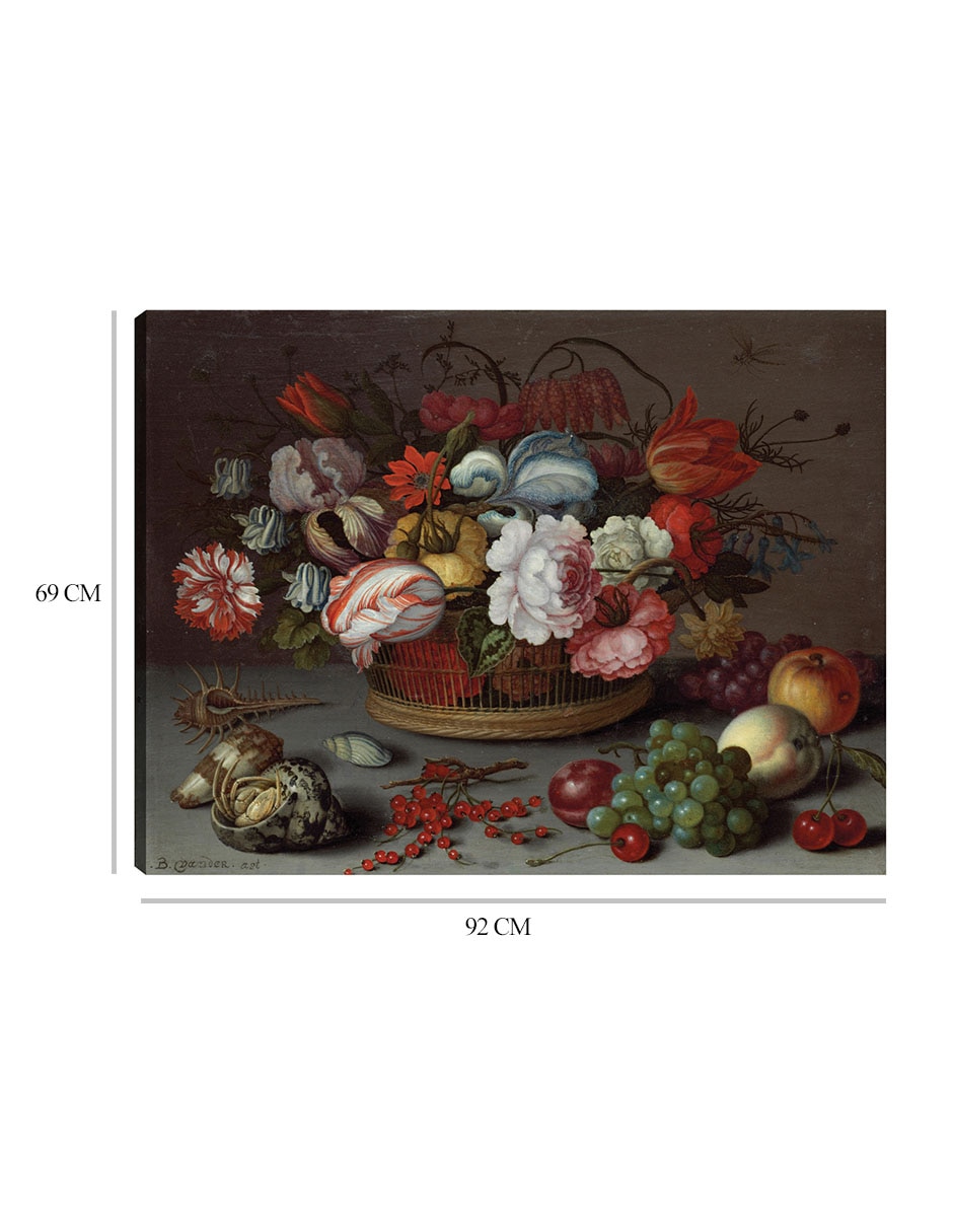 Cuadro decorativo Cesta de flores técnica mixta 2