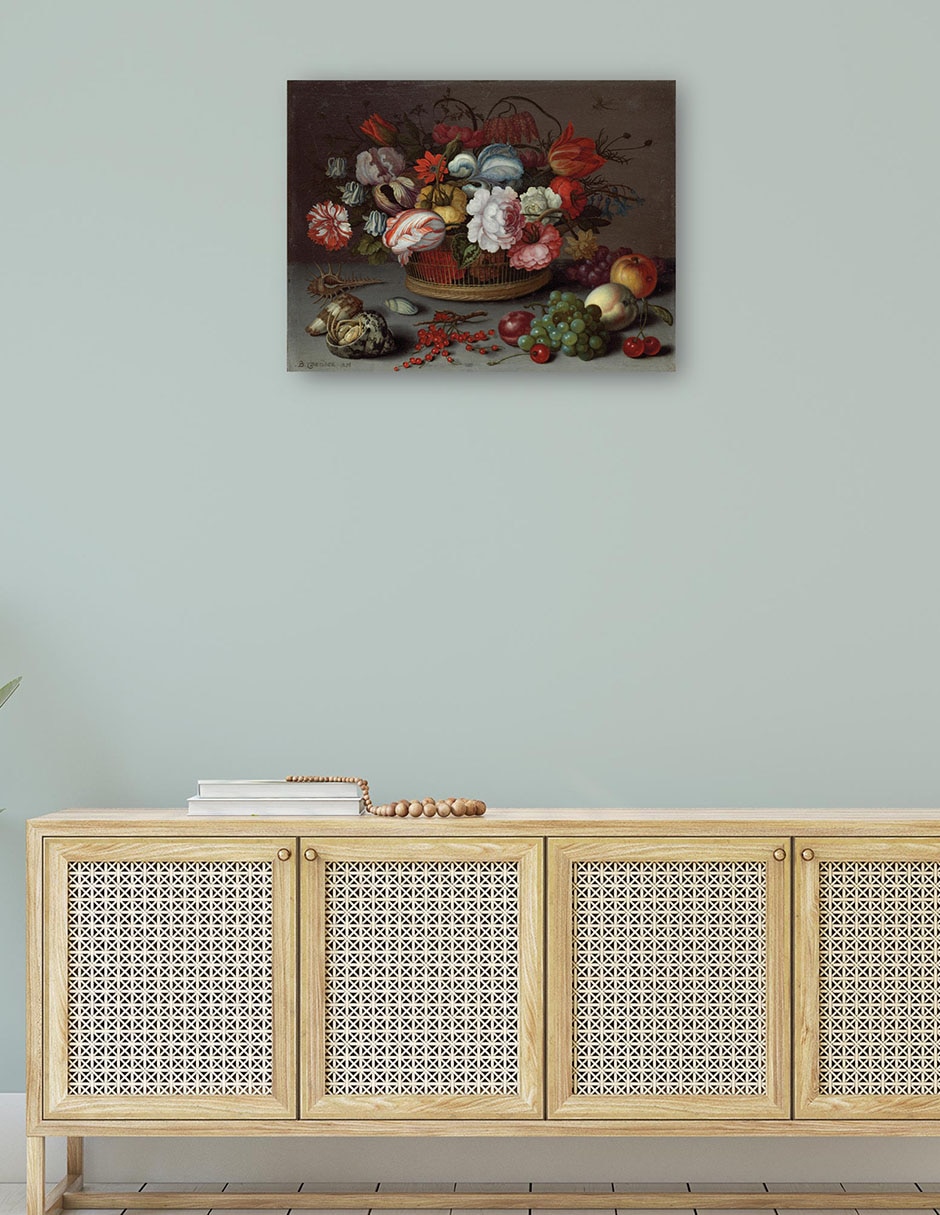 Cuadro decorativo Cesta de flores técnica mixta 5