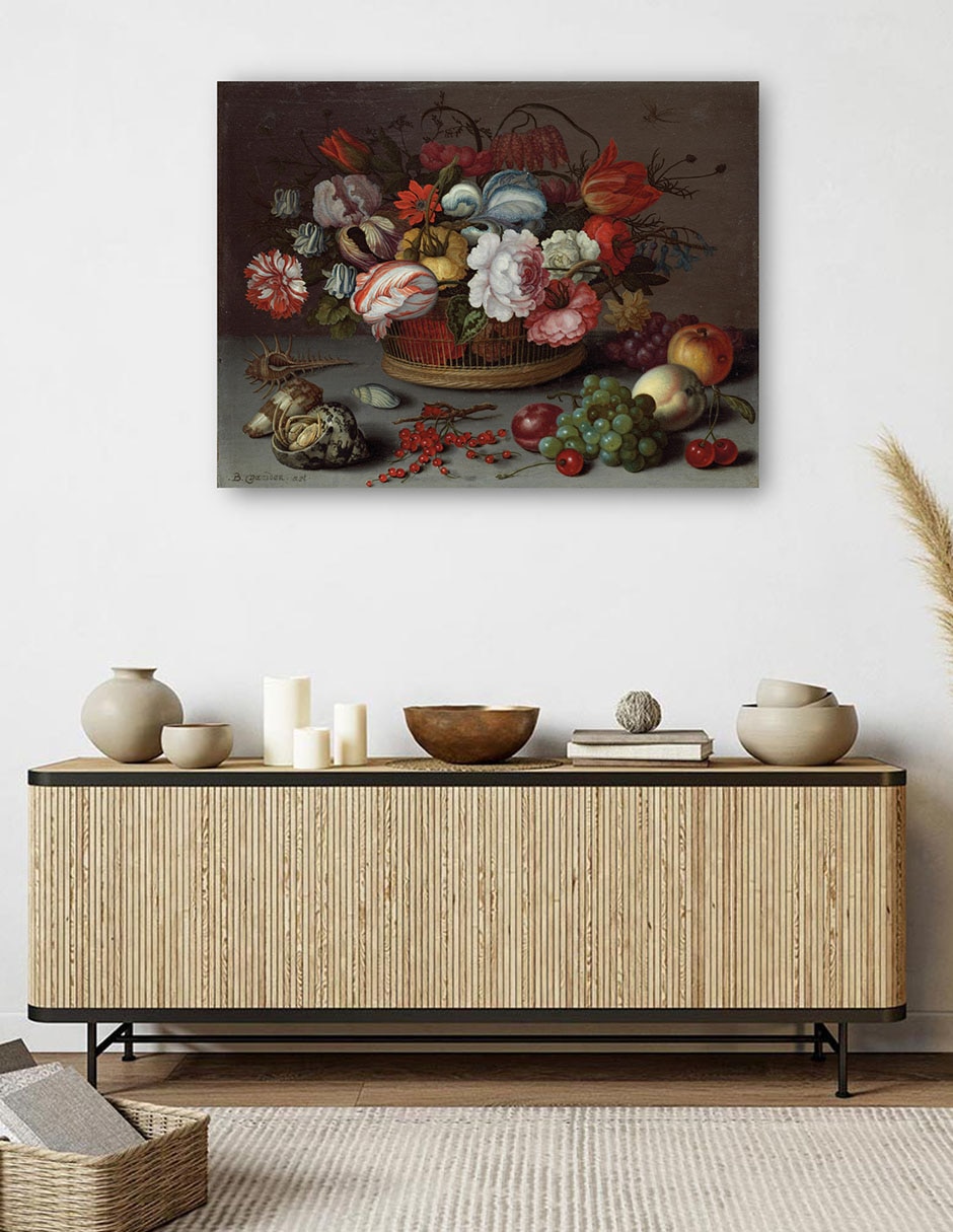 Cuadro decorativo Cesta de flores técnica mixta 6