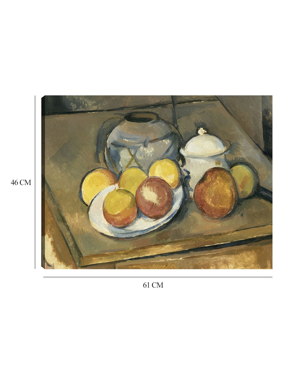 Cuadro decorativo Jarrón con adornos de paja, azucarero y manzanas (1890 - 1893) técnica mixta Playas 3