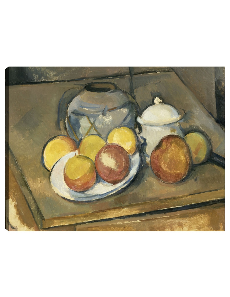 Cuadro decorativo Jarrón con adornos de paja, azucarero y manzanas (1890 - 1893) técnica mixta Playas Cuadro decorativo Jarrón con adornos de paja, azucarero y manzanas (1890 - 1893) técnica mixta Playas