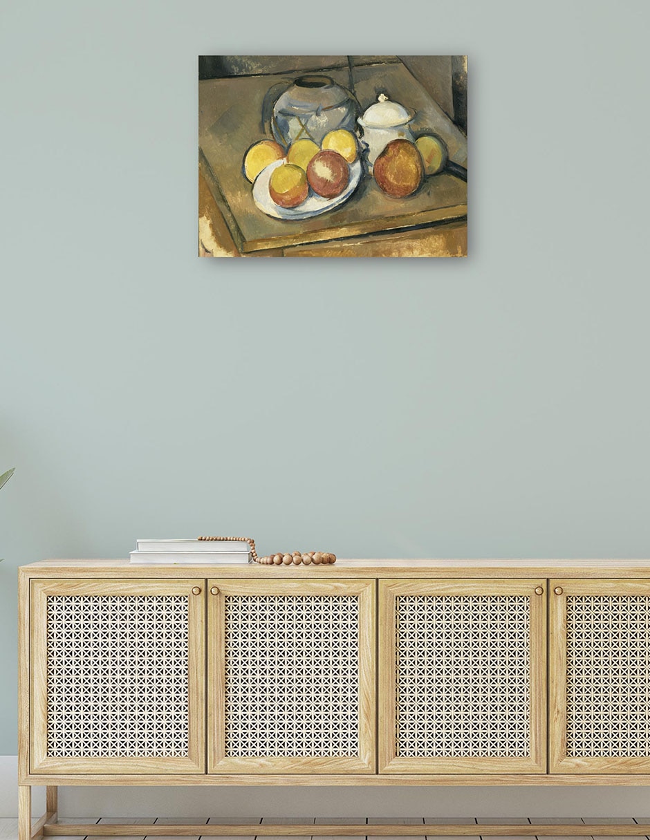 Cuadro decorativo Jarrón con adornos de paja, azucarero y manzanas (1890 - 1893) técnica mixta Playas 4