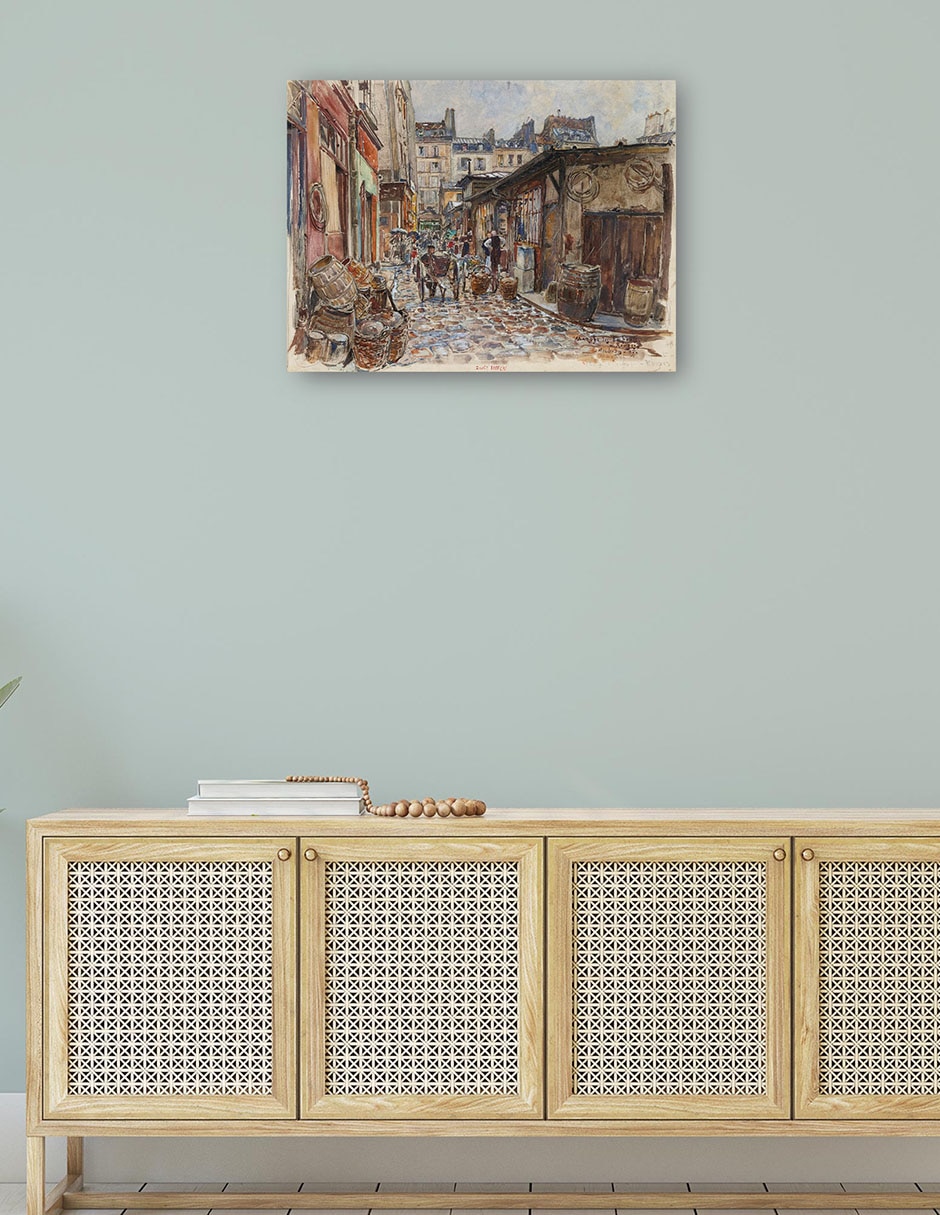 Cuadro decorativo El Marché des Enfants Rouges, lado oeste, bajo la lluvia, en 1907. 3er distrito (1907) técnica mixta Arquitectura 4