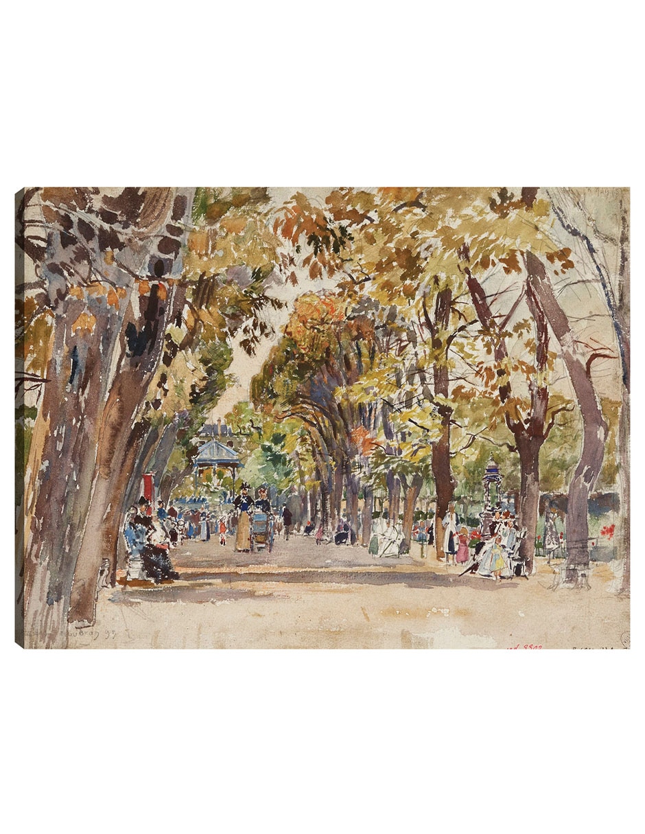 Cuadro decorativo Jardín público en París, en 1899 técnica mixta Arquitectura