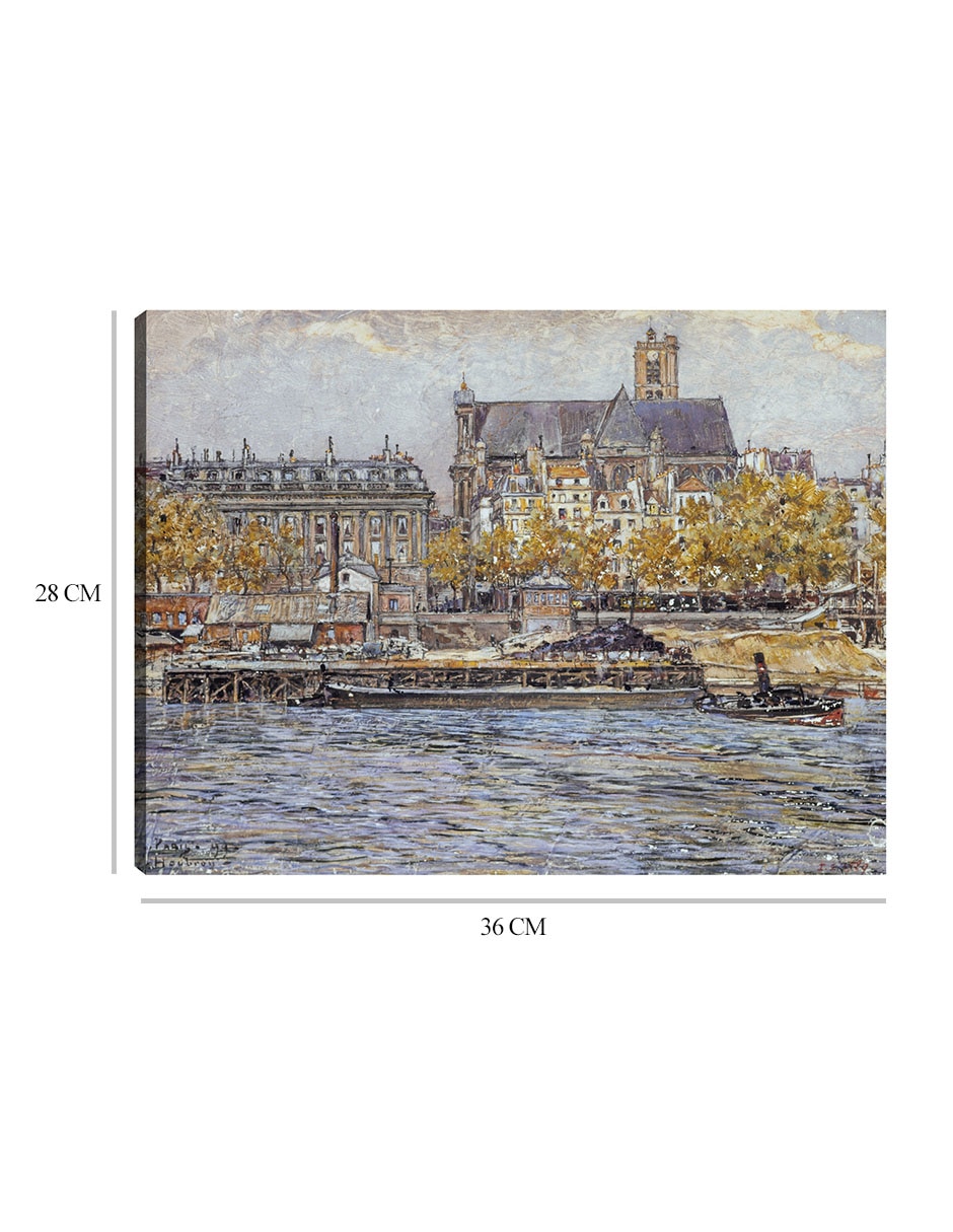 Cuadro decorativo El muelle del Hôtel-de-Ville y la iglesia de Saint-Gervais-Saint-Protais (1899) técnica mixta Arquitectura 8