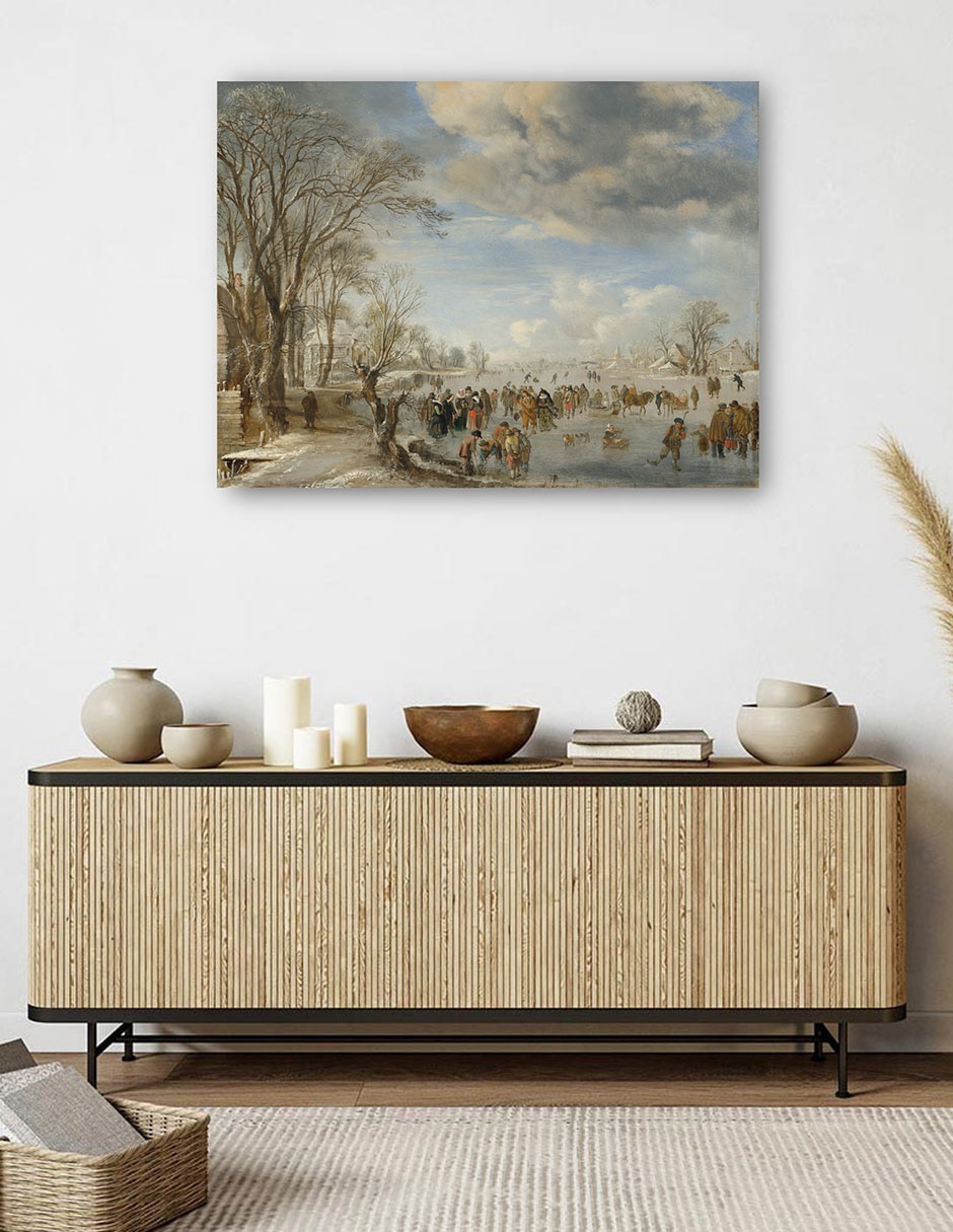 Cuadro decorativo Invierno en Holanda: Escena de patinaje técnica mixta Inspiración 5