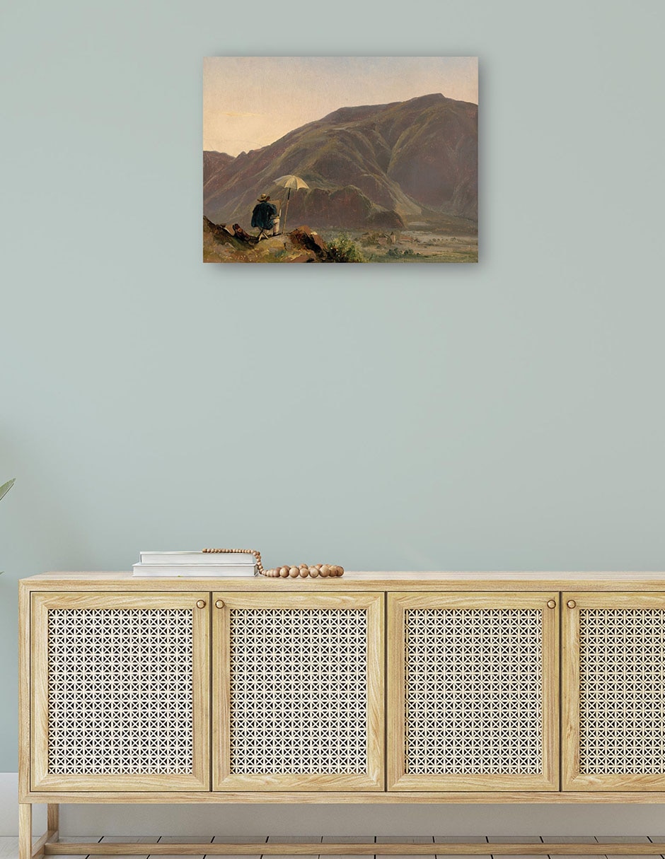 Cuadro decorativo Vista de Bolzano con un pintor técnica mixta Paisajes 4