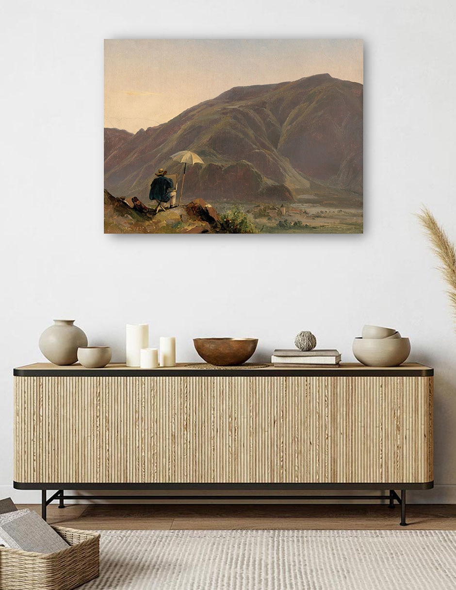 Cuadro decorativo Vista de Bolzano con un pintor técnica mixta Paisajes 5