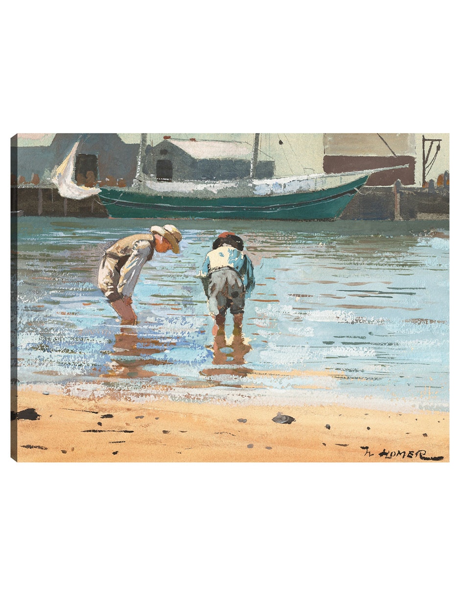 Cuadro decorativo Niños vadeando (1873) técnica mixta Playas Cuadro decorativo Niños vadeando (1873) técnica mixta Playas