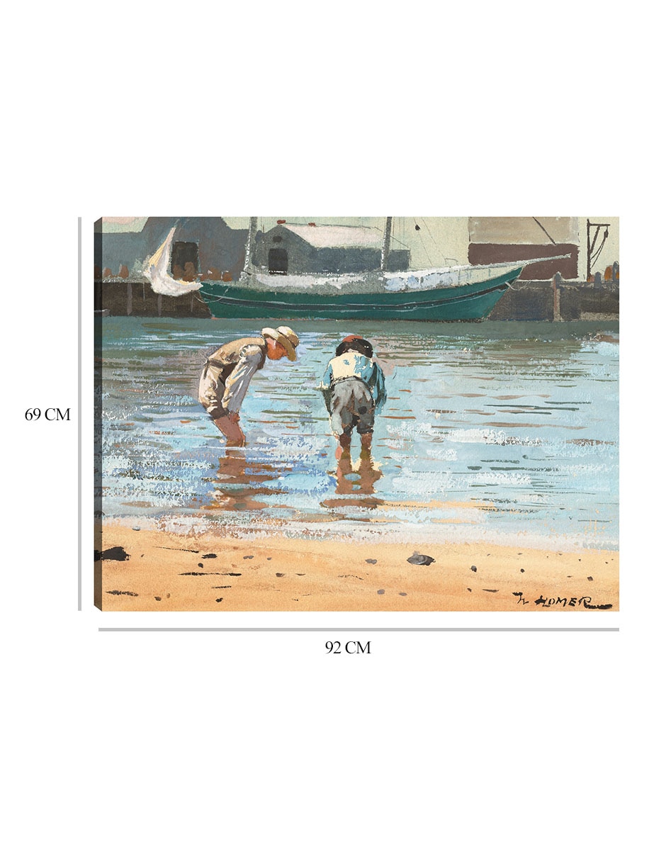 Cuadro decorativo Niños vadeando (1873) técnica mixta Playas 2