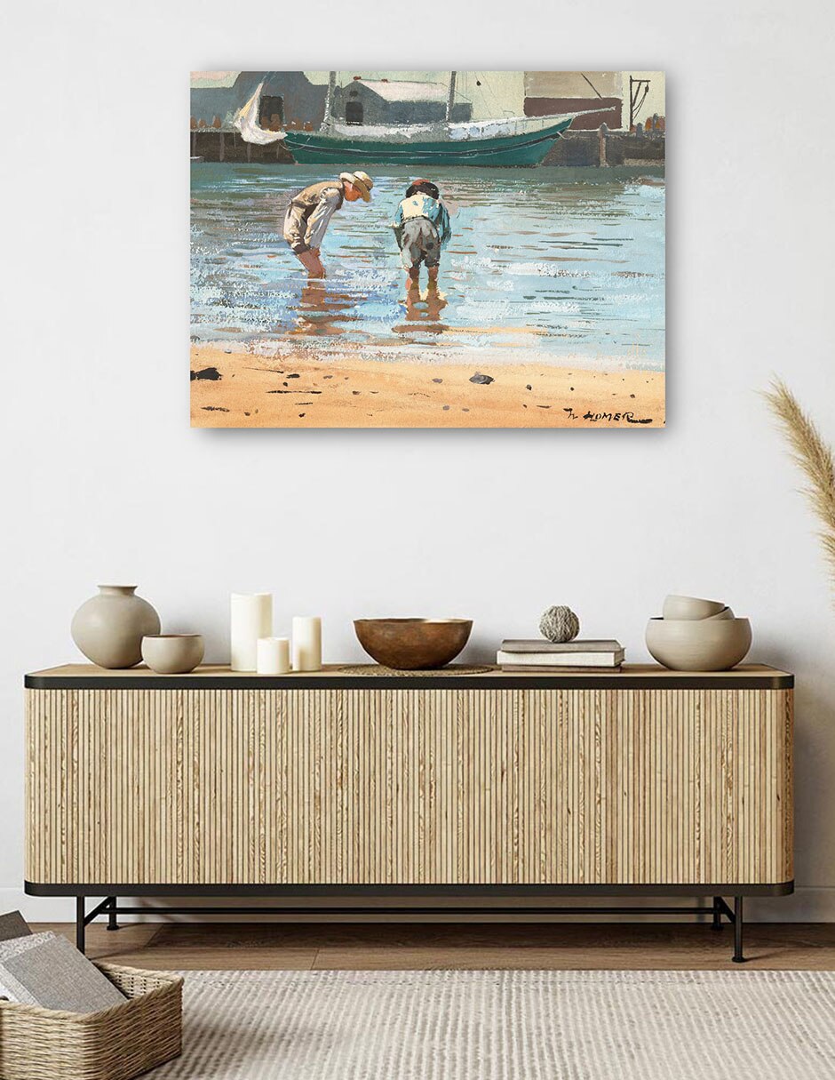Cuadro decorativo Niños vadeando (1873) técnica mixta Playas 5