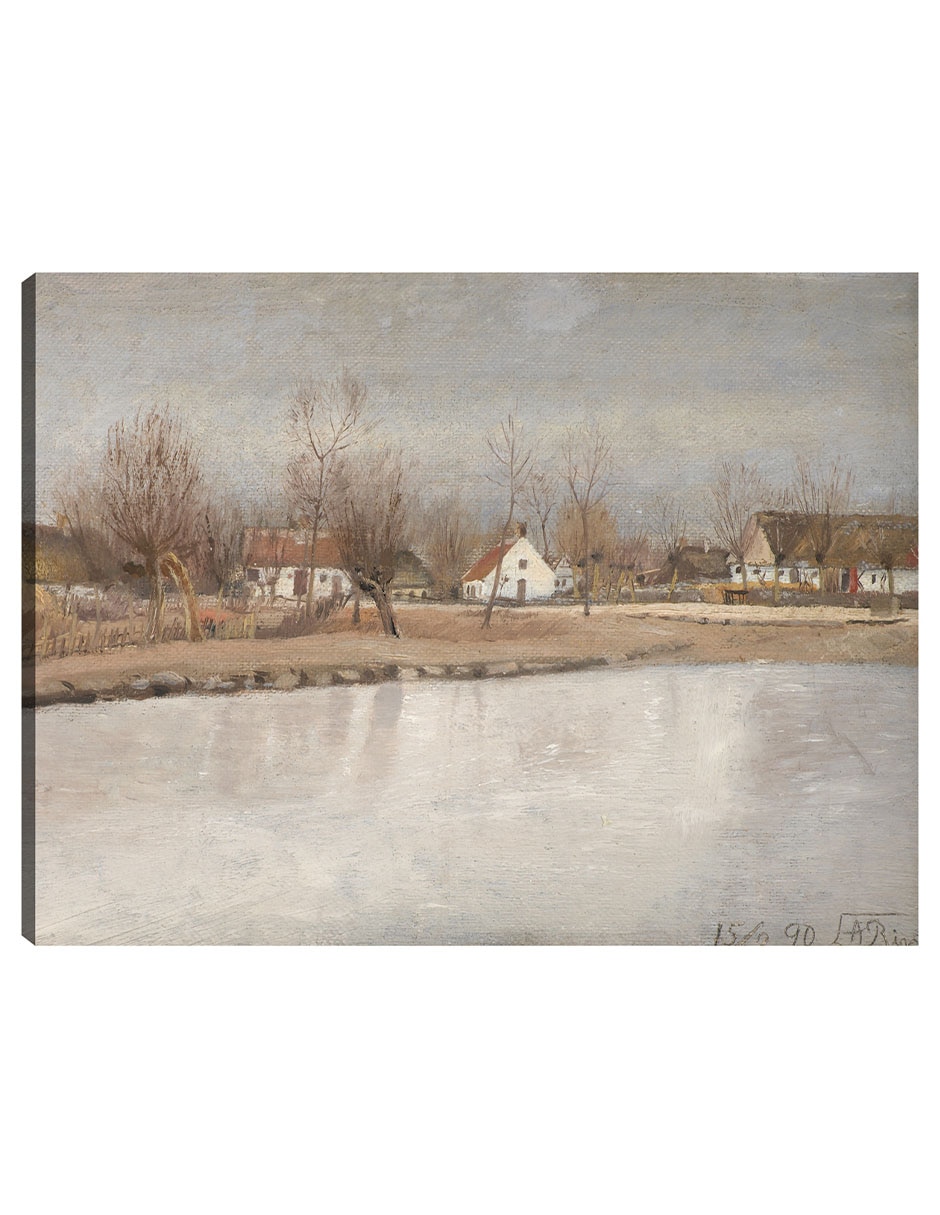 Cuadro decorativo El estanque del pueblo en Ring, Zelanda (1890) técnica mixta
