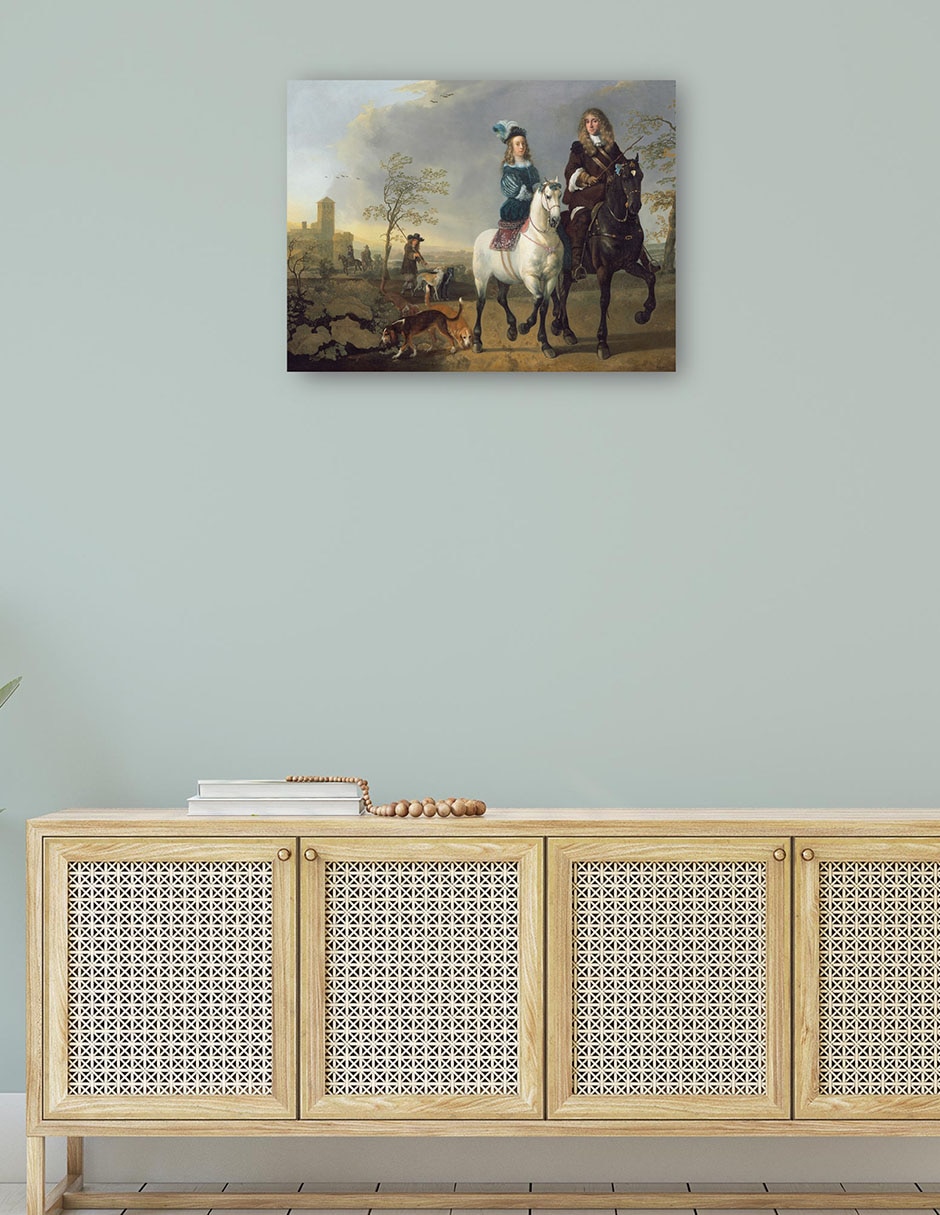 Cuadro decorativo Dama y caballero a caballo técnica mixta Gente 4