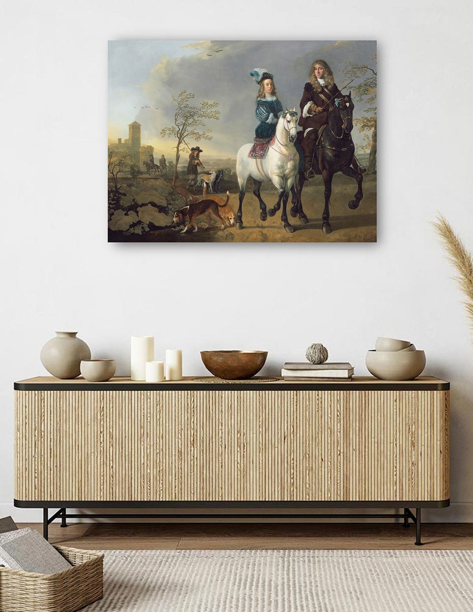 Cuadro decorativo Dama y caballero a caballo técnica mixta Gente 5