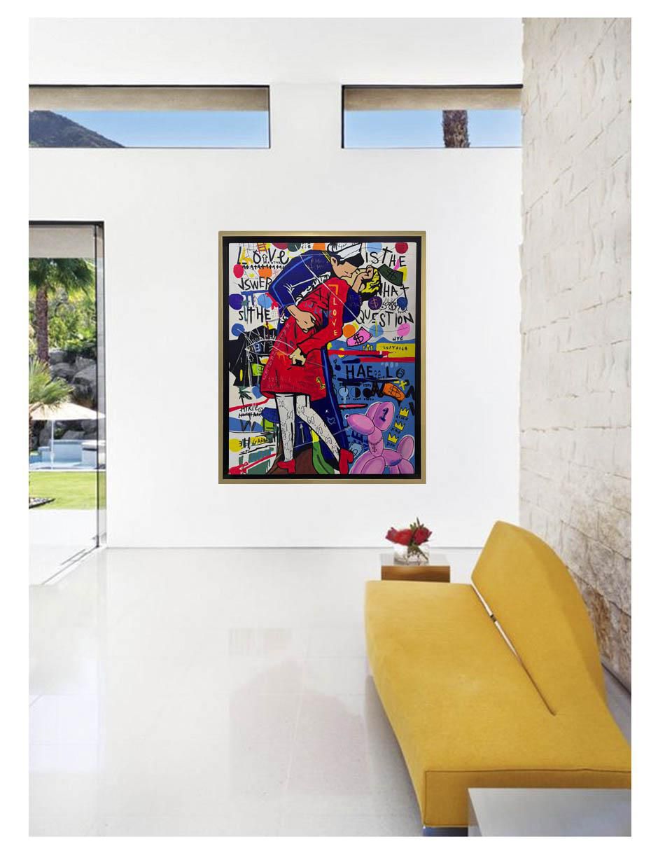 Pintura Estatua del Beso técnica acrílico Pop 2