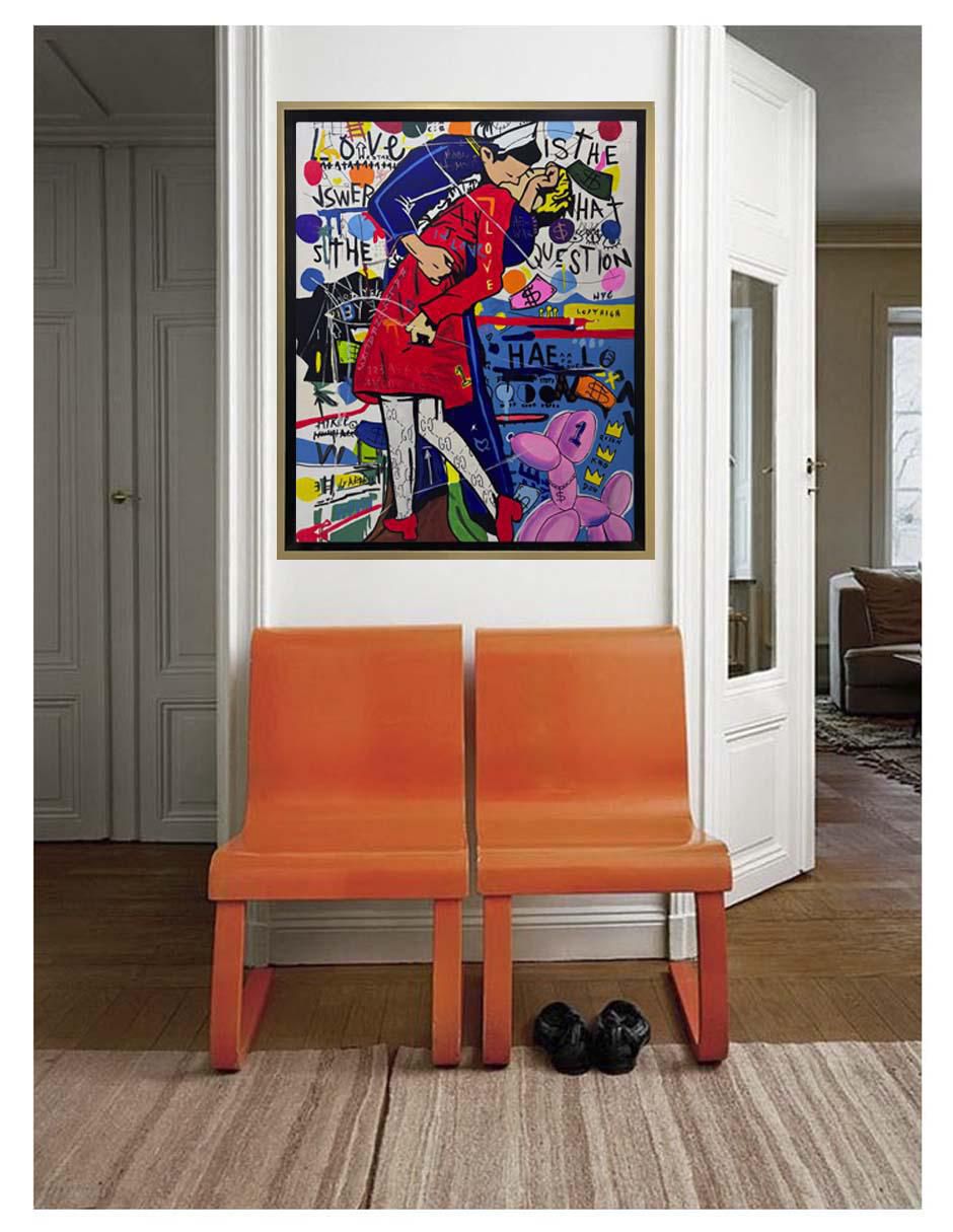 Pintura Estatua del Beso técnica acrílico Pop 3