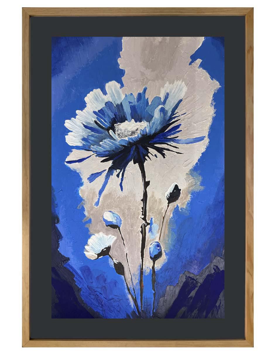 Pintura Flor Azul técnica acrílico Flores