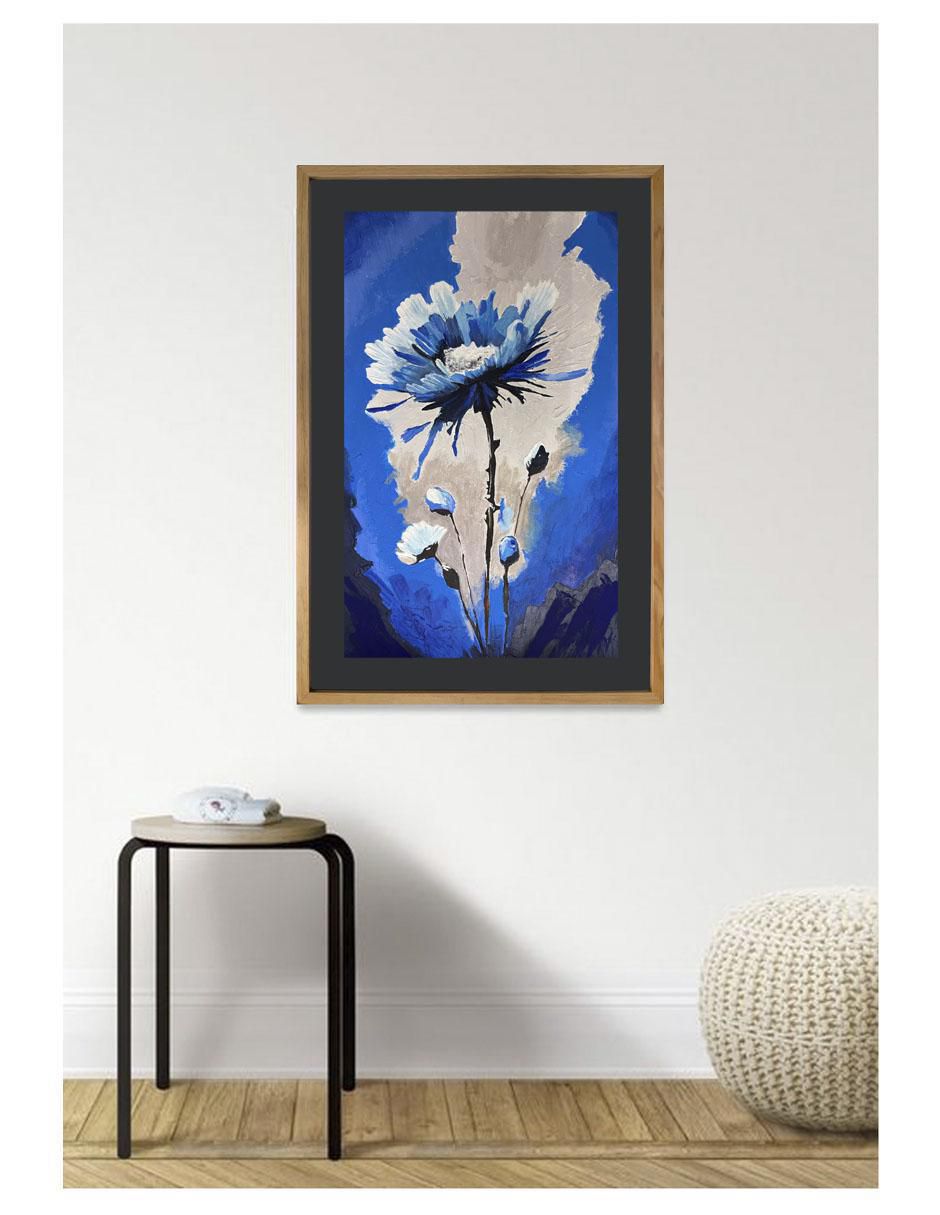 Pintura Flor Azul técnica acrílico Flores 2
