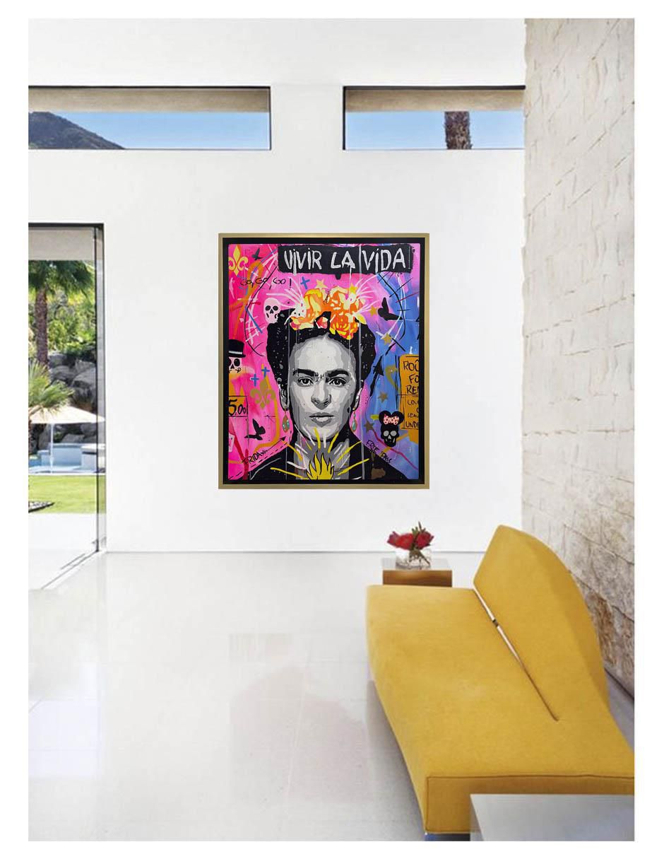 Pintura Frida Vivir la Vida técnica acrílico 2