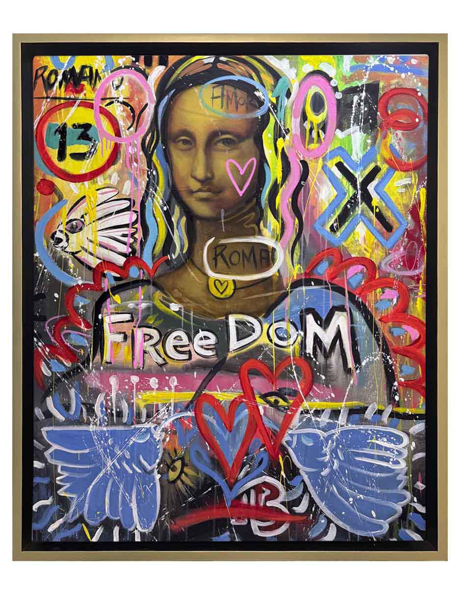 Pintura Mona Lisa Freedom técnica acrílico