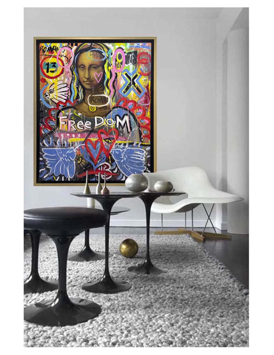 Pintura Mona Lisa Freedom técnica acrílico 3