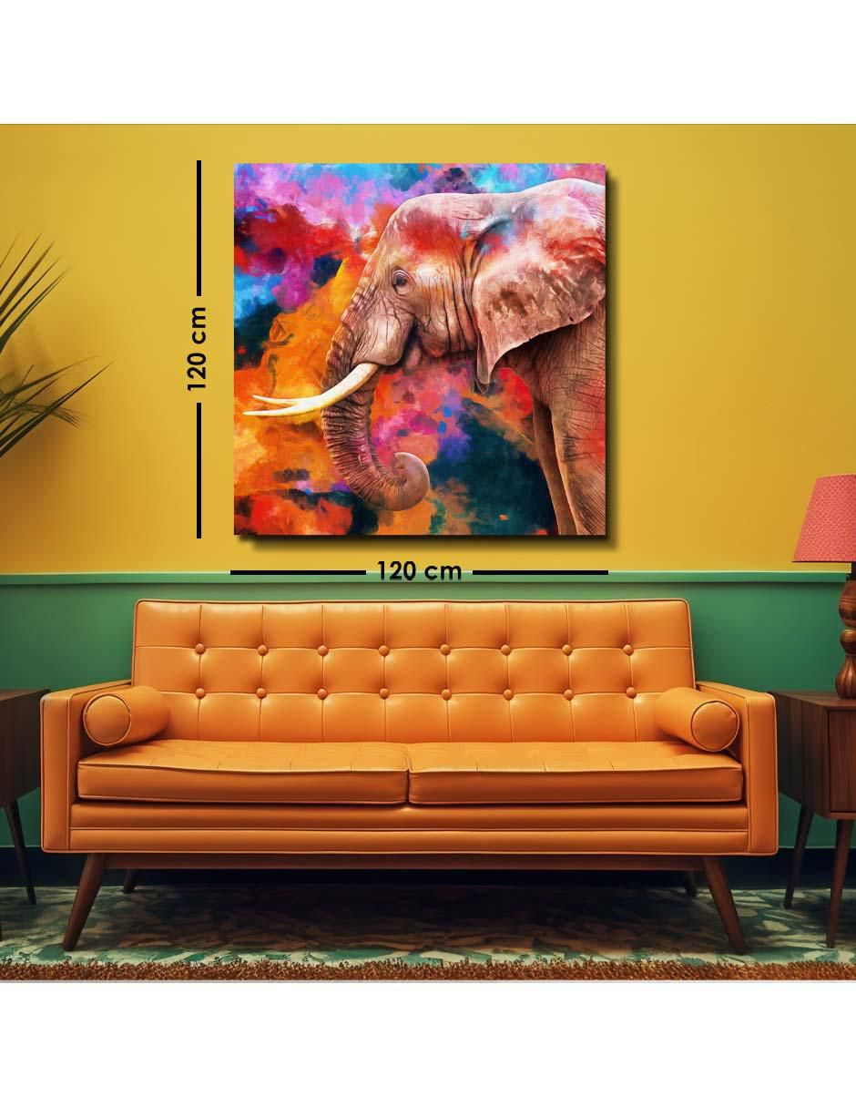 Cuadro decorativo Rústica elefante colorido con barniz a registro 2