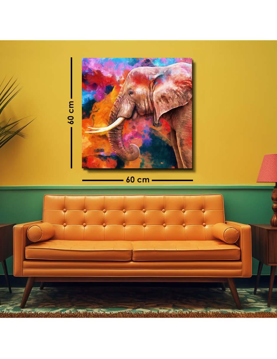 Cuadro decorativo Rústica elefante colorido con barniz a registro 6