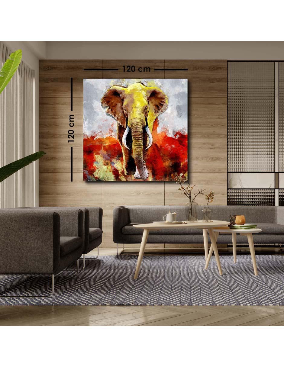 Cuadro decorativo Rústica elefante rojo con barniz a registro 6