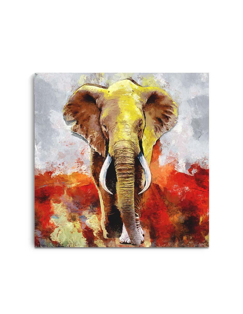 Cuadro decorativo Rústica elefante rojo con barniz a registro Cuadro decorativo Rústica elefante rojo con barniz a registro