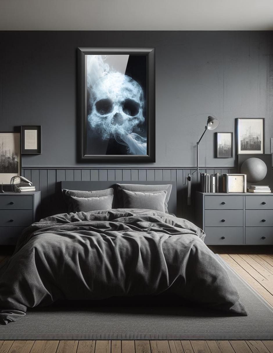 Cuadro decorativo calavera con humo 5