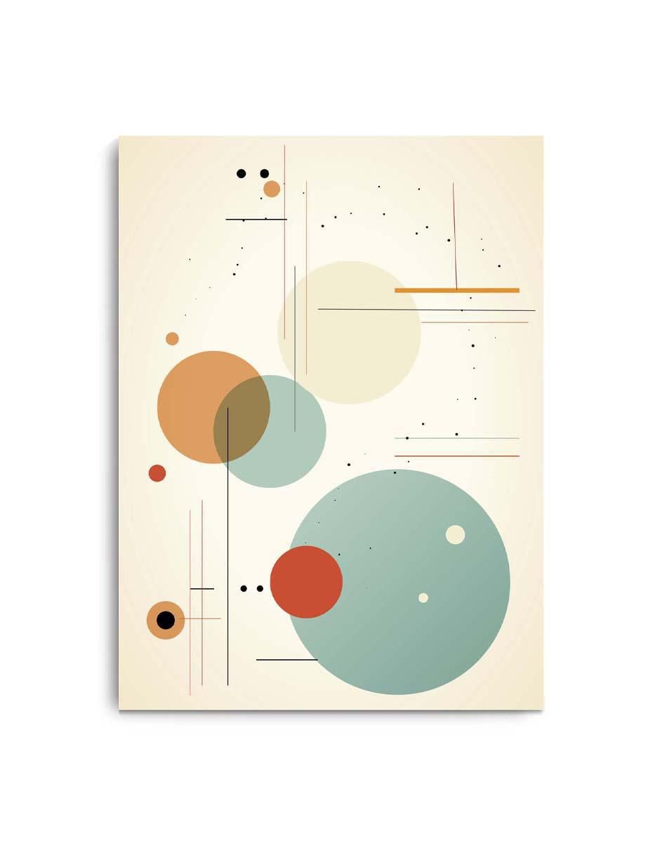 Cuadro decorativo Figuras con círculos, líneas, y puntos con barniz a registro