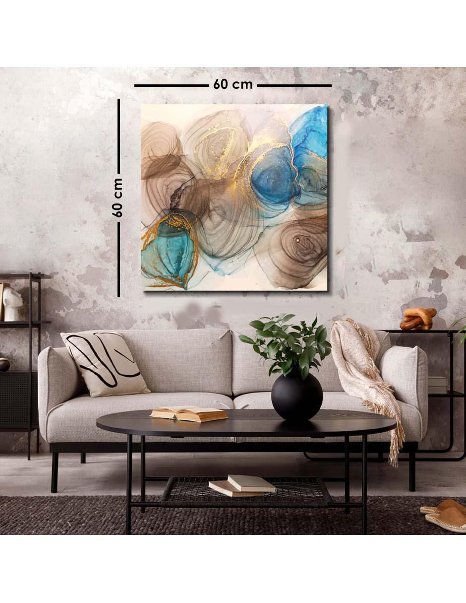 Cuadro decorativo Figuras de humo azules con café con barniz a registro 6