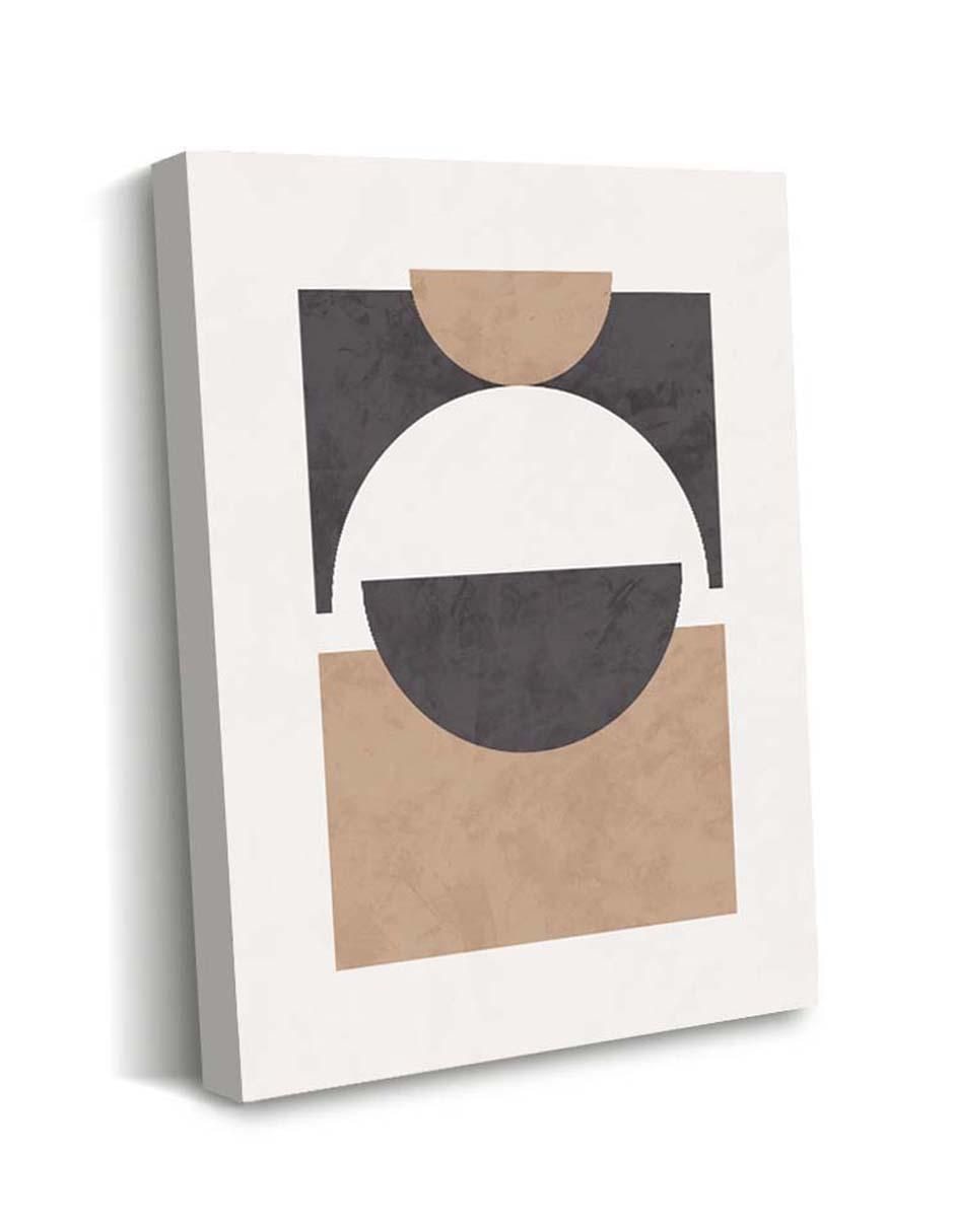 Cuadro decorativo Geometría en arte en café y gris con barniz a registro 2