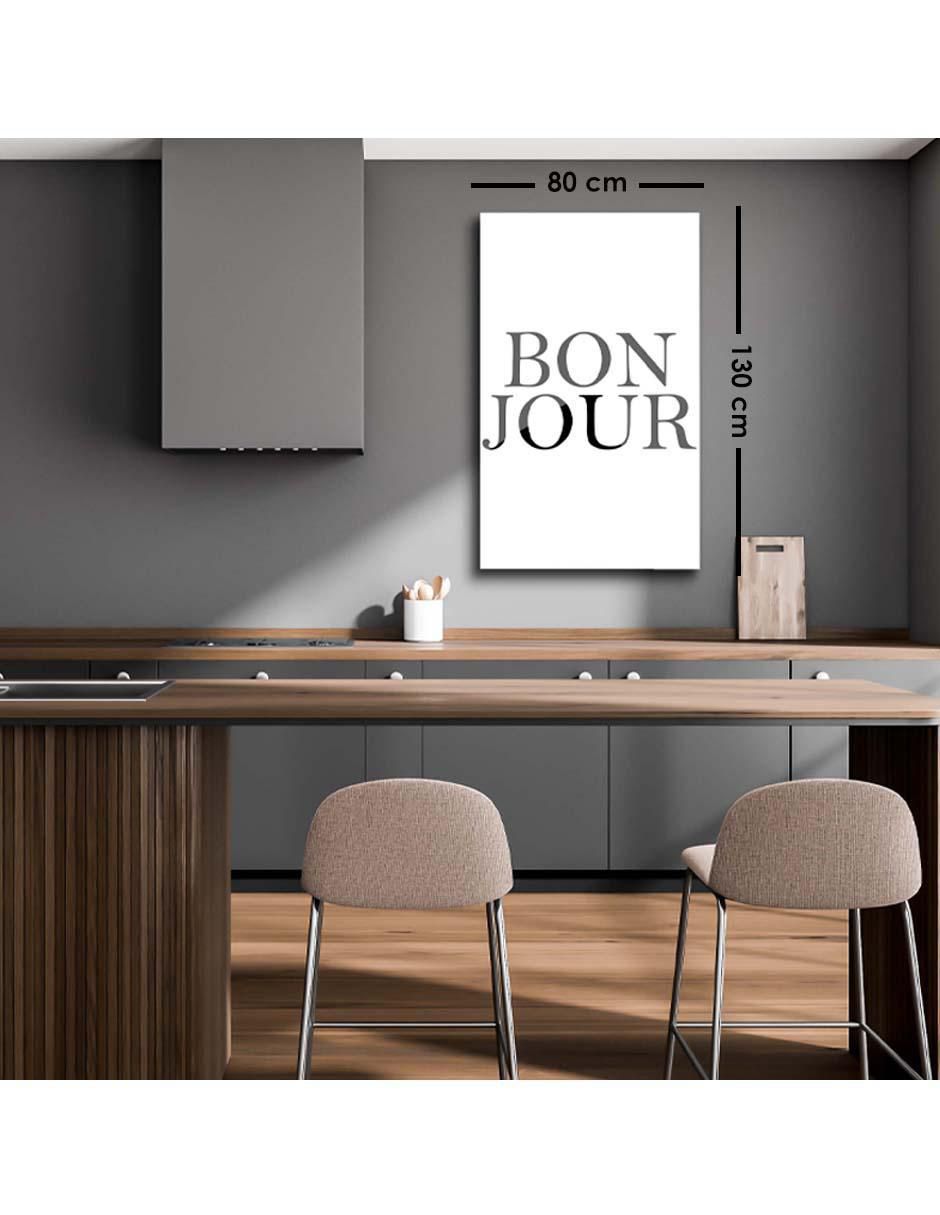 Cuadro decorativo Letras bonjour en negritas con barniz a registro 5