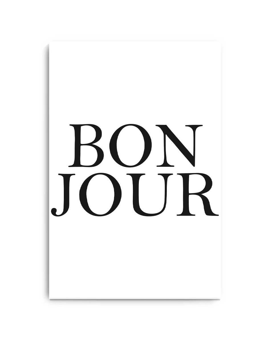 Cuadro decorativo Letras bonjour en negritas con barniz a registro Cuadro decorativo Letras bonjour en negritas con barniz a registro
