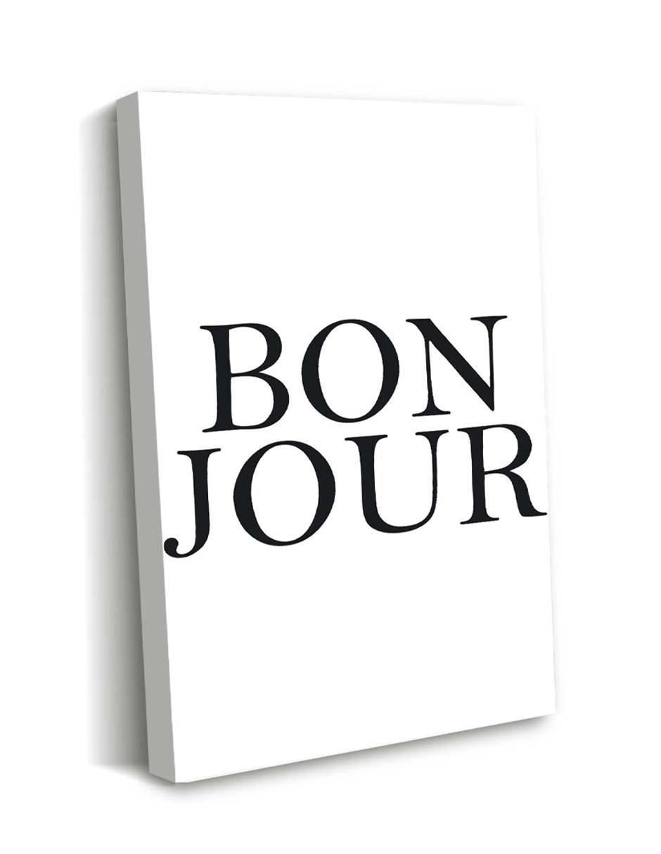 Cuadro decorativo Letras bonjour en negritas con barniz a registro 2