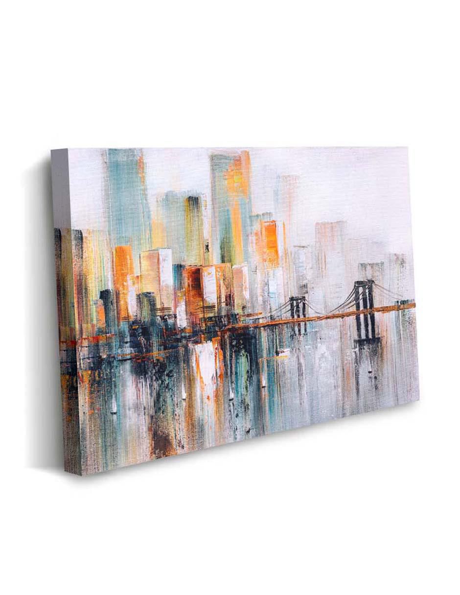 Cuadro decorativo Ciudad con edificios en pintura con barniz a registro 2