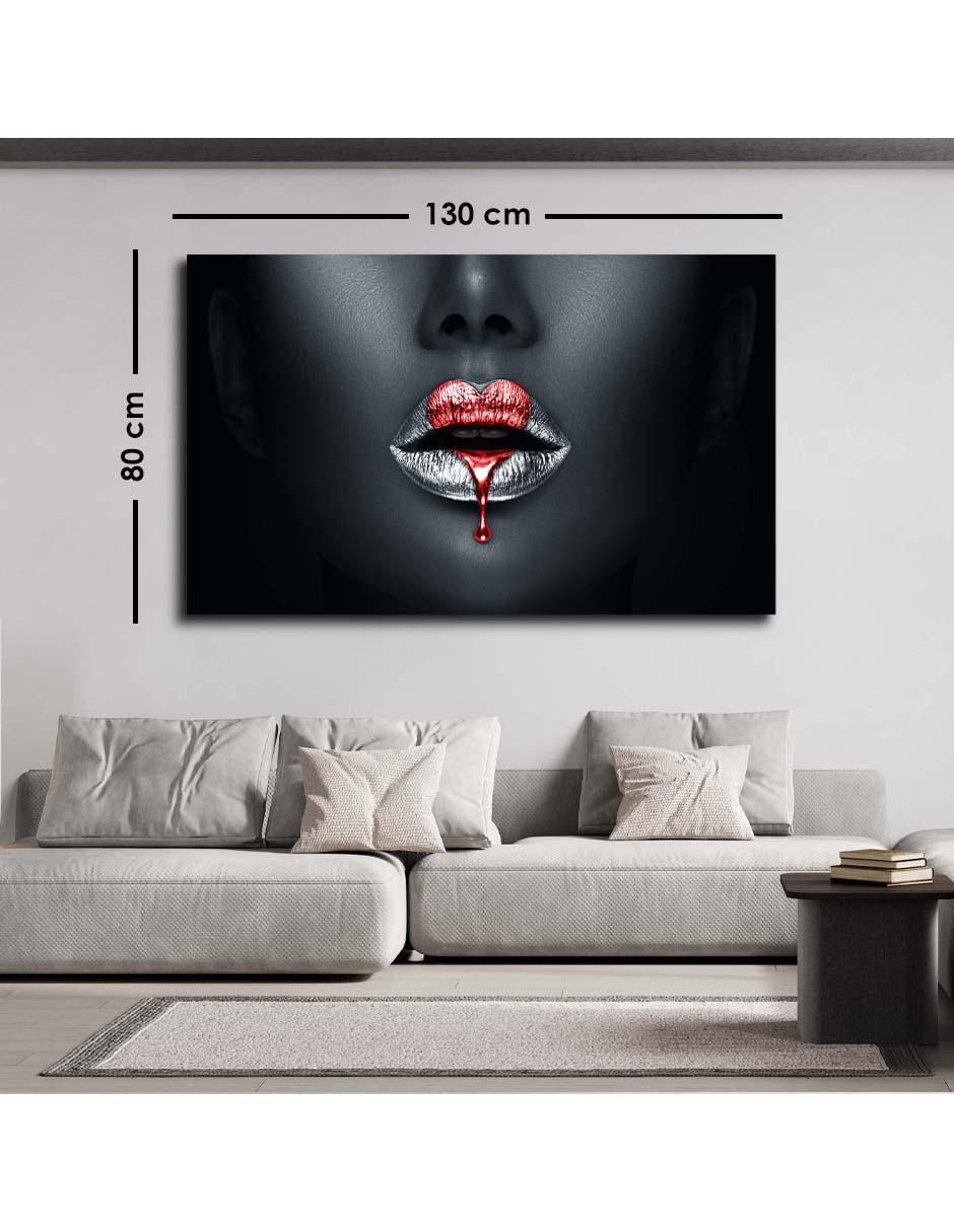 Cuadro decorativo Labios goteando de corazón rosa con barniz a registro 5